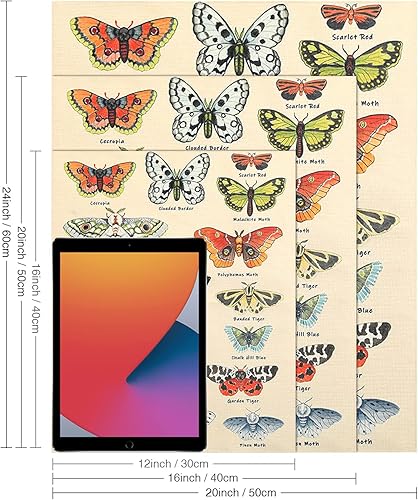 Miniatura 5 de Lourny Tapiz de flores para colgar en la pared, tapiz de flores silvestres y frutas, tapiz botánico de mariposas pequeñas para dormitorio, sala de