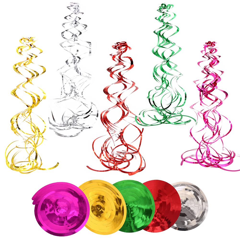30 Piezas Serpentinas en Espiral de Plástico Emerillones Techo Serpentinas Adornos de Espirales para La Fiesta de Cumpleaños de La Boda Baby Shower Navidad Suministros