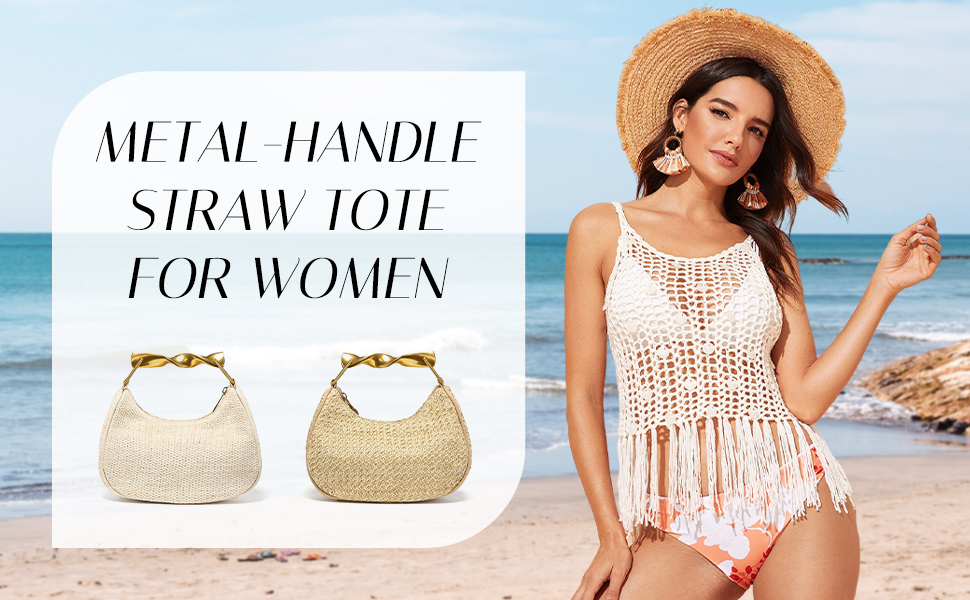Bolso de mimbre para mujer estilo boho miniatura 7
