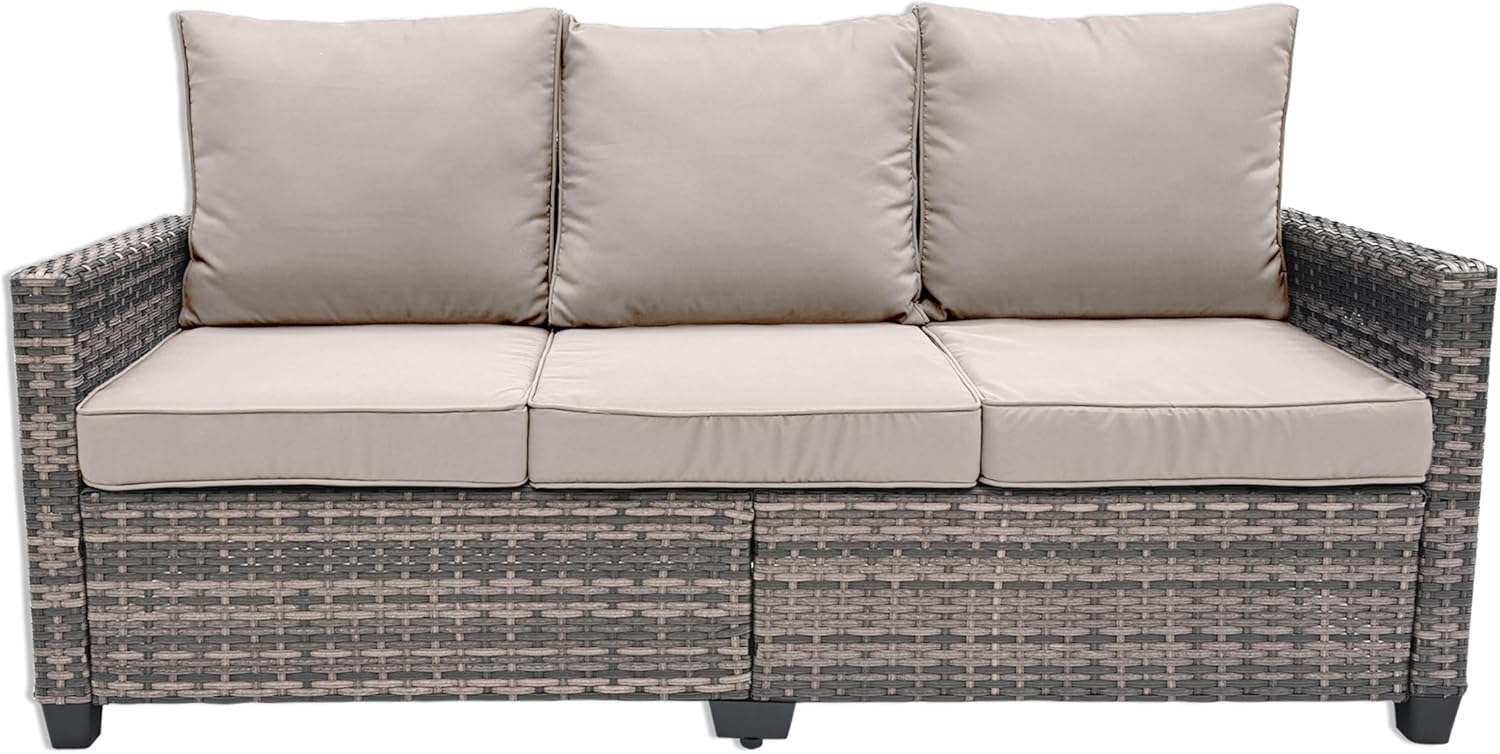 Decksplore Outdoor Patio Sofa 3 Seat Couch, All Weather