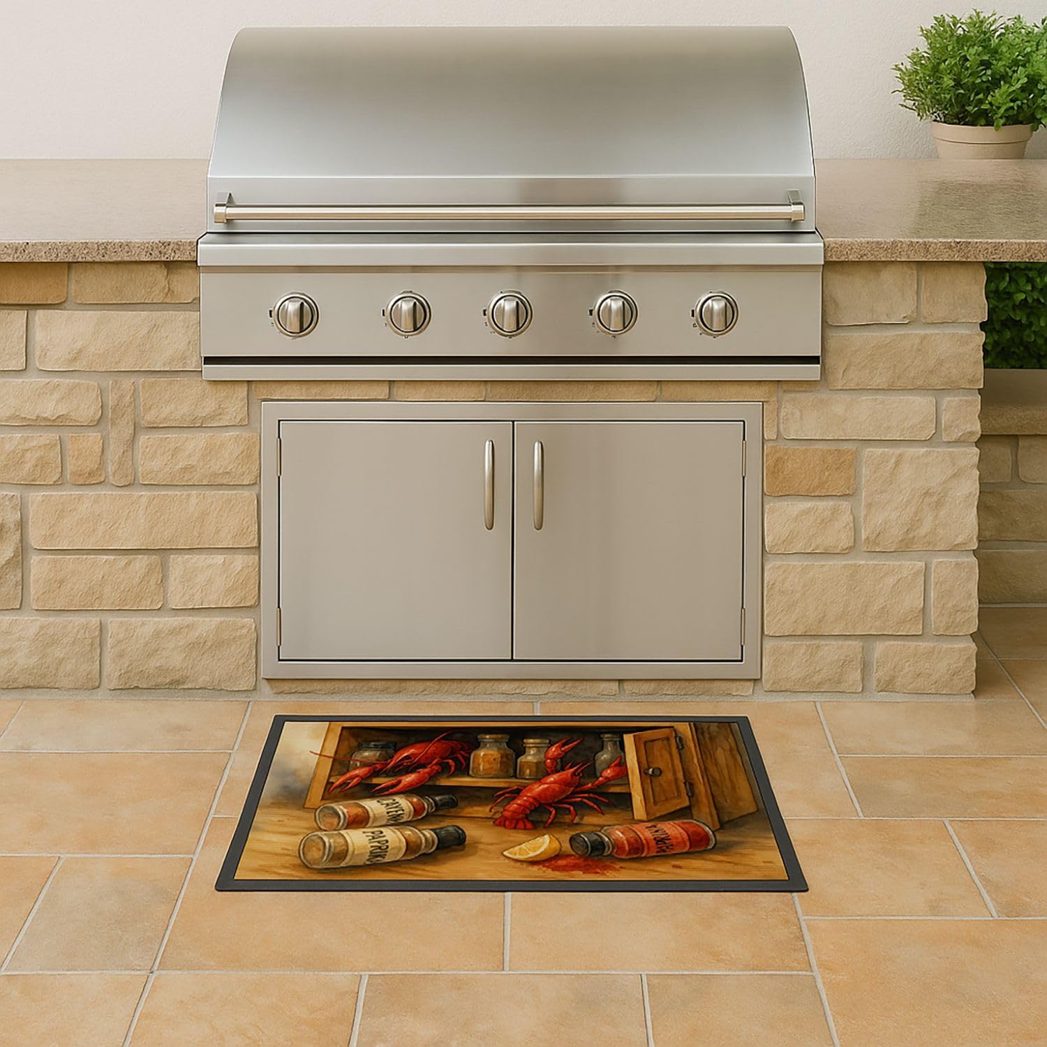 Caroline's Treasures Crawfish and Spice Rack Doormat Front Door Mat Indoor Outdoor Rugs for Entryway, Non Slip Washable Low Pile, 18H X 27W