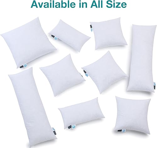 Miniatura 7 de KAKABELL Juego de 2 rellenos de almohada impermeables de 12 x 21 pulgadas, rellenos de plumas para sofá con funda de algodón 100 % algodón,