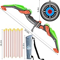 Vista 2 de TEMI Juego de arco y flecha para niños, juego de juguetes de tiro con arco, luz LED con flechas de ventosa, objetivo y carcaj, juguetes