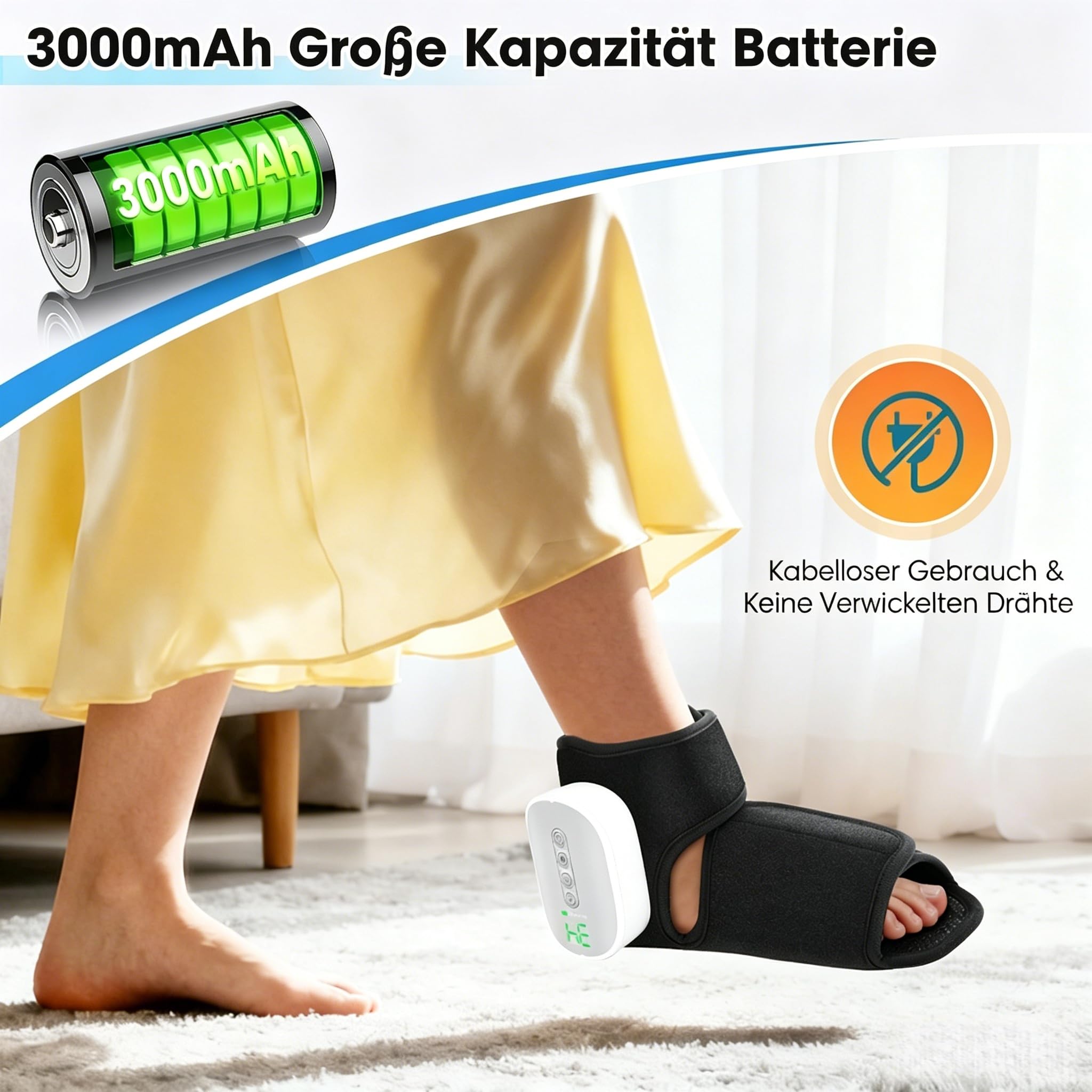 Masajeador de pies inalámbrico eléctrico con compresión de aire, masaje y calor, 3 en 1 para tobillos, suelas, arcos, regalos para madres, mujeres, mamá, papá (1 unidad)