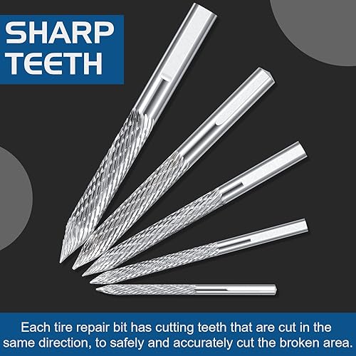 Vista 9 de Broca escariadora de neumáticos, varios tamaños, para reparación de neumáticos, rebabas de carburo, parches, cortadores de enchufes, cortador