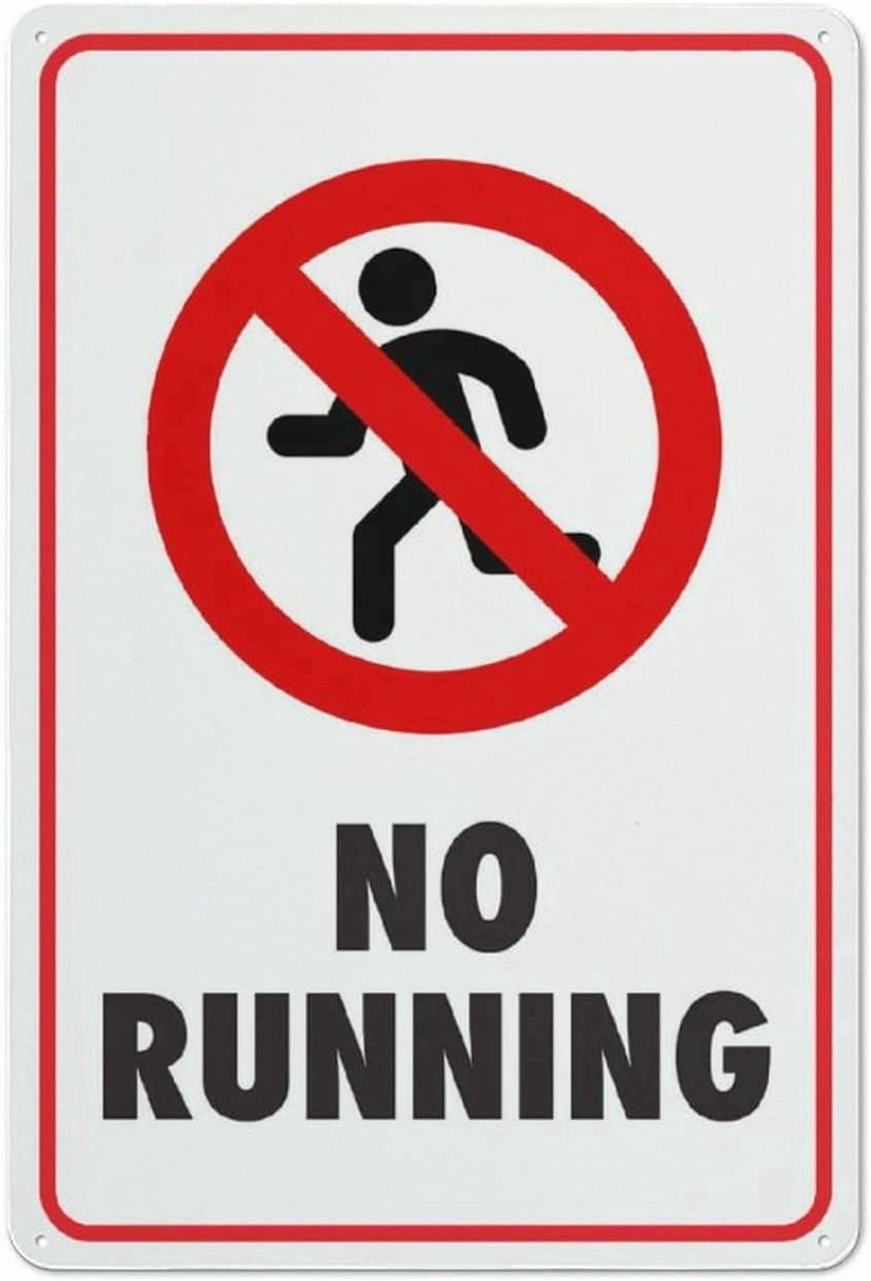 (2-Pack) Metal Tin Sign No Running Sign 12X8 Inches, Weather Resistant, Weatherproof, Indoor Or Outdoor