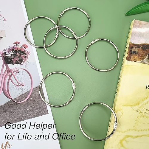 Miniatura 7 de OWLKELA Paquete de 30 anillos de hojas sueltas de 2 pulgadas, anillos de acero chapado en níquel, llaveros de metal, anillos de metal para tarjetas