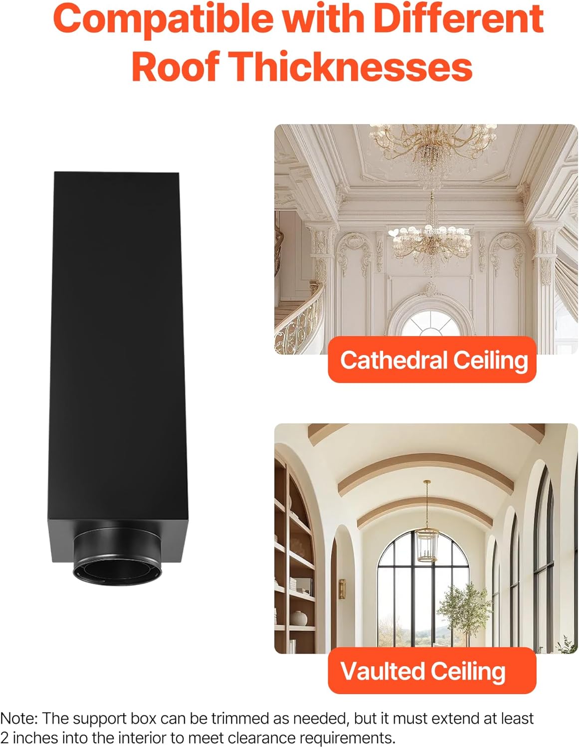 VEVOR Through The Wall Kit for 6-Inch Chimney Pipe, Stainless Steel Internal Through Wall Chimney Kit with Rain Cap,Roof Waterproof Flashing Plate for 5-30 Degree Roof Pitch(No Straight Pipe)