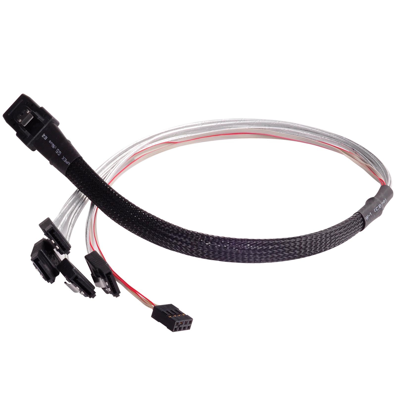 SilverStone Technology SST-CPS03 - Internal Mini SAS SFF8087 36pin to 4 SATA 7pin Thick Shielded Cable (with Sideband), Mini SAS Host/Controller to 4 SATA Target/Backplane, 0.5M
