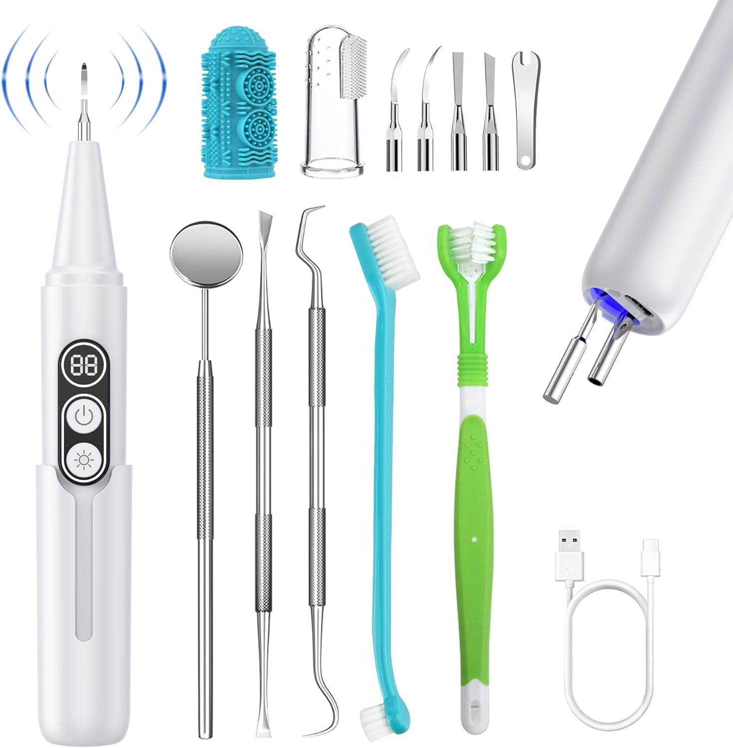 Dog Plaque Remover - Ultrasonic Tooth Cleaner for Dogs,6 Cleaning Modes,TypeC Rechargeable,Waterproof,Professional Dental Care for Dogs