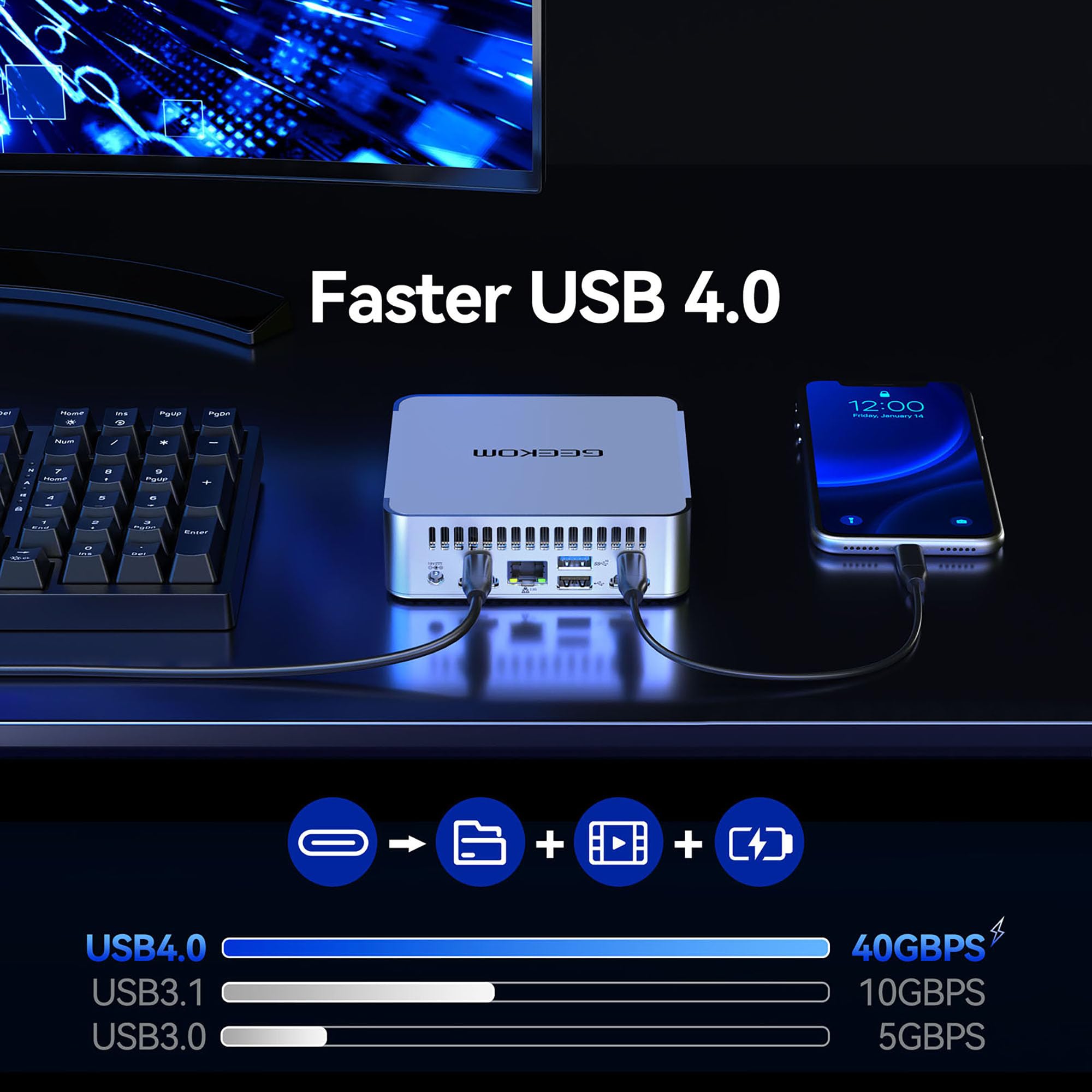 GEEKOM Mini PC XT13 Pro, Intel i9-13900H (fino a 5,4 GHz), 32GB RAM, 2TB M.2 SSD Mini Computer, Windows 11 Pro, 8K UHD, Wi-Fi 6E, USB4