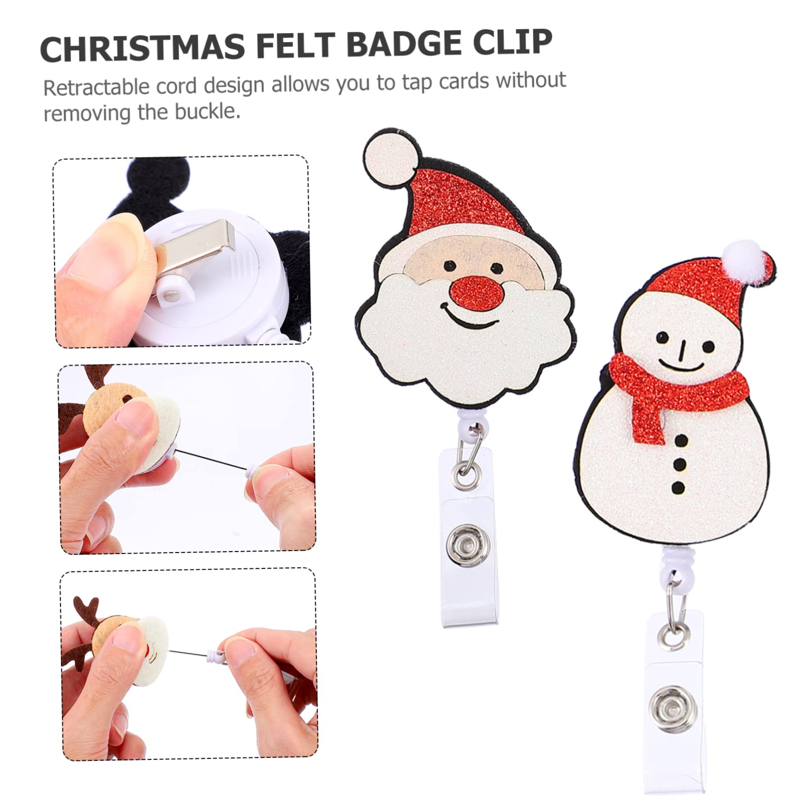 2 Set Eleganti Porta Badge Con Paillettes Natalizie Clip Per Badge Con Cordino Porta Badge Alla Moda Da Donna 7 Pezzi * 2