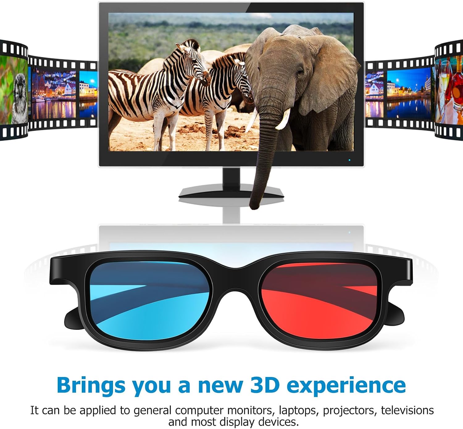 SEWACC 10 Pack Anaglyph 3D Glasses Red Cyan Lens Viewing Glasses for Movies Games and Pictures Compatible with Computer Monitors Tvs Projectors Home Theater image 3