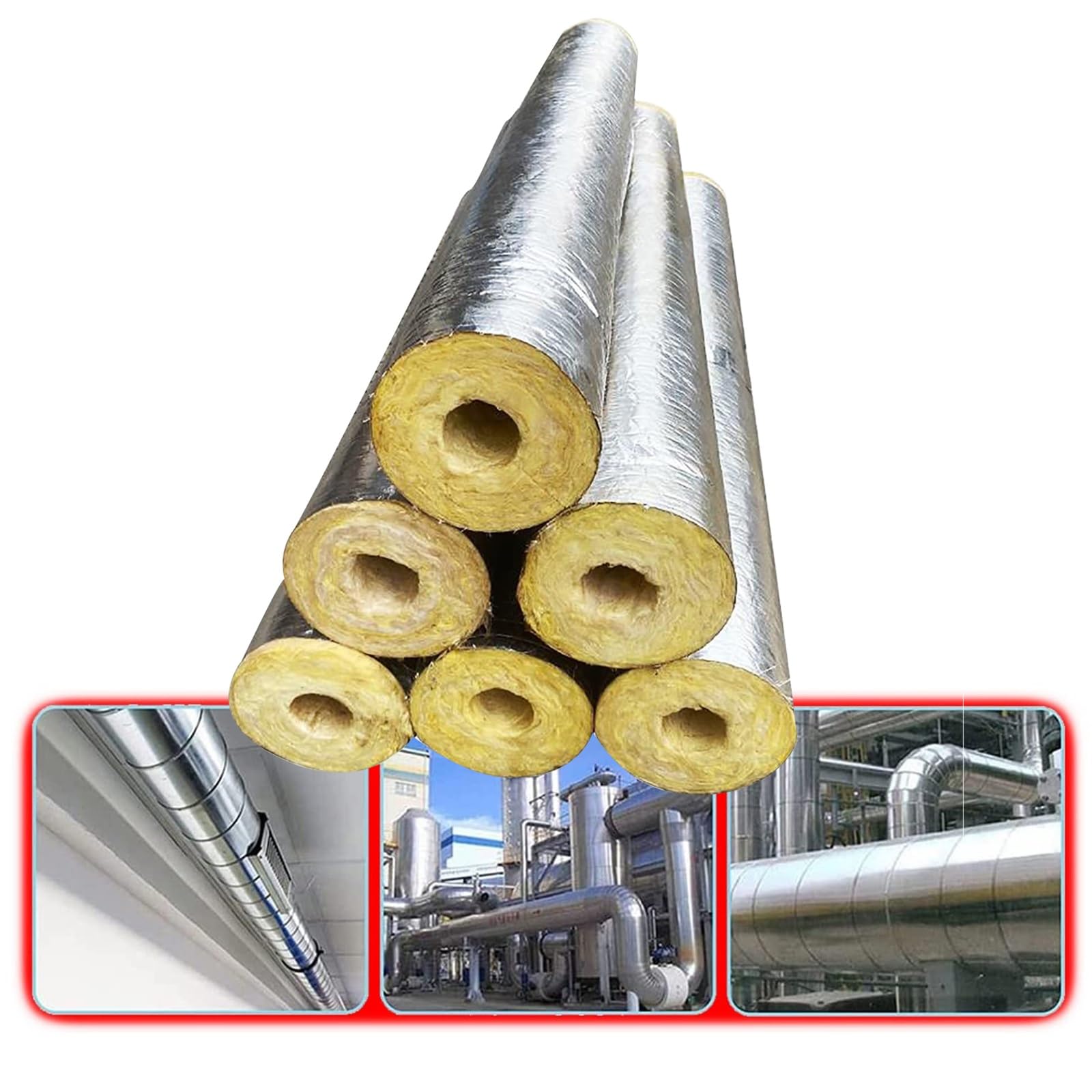 Manguito Aislante for tuberías de Vapor: Aislamiento térmico ignífugo for calderas/tuberías industriales, reducción del Ruido y absorción de Impactos.(ID-48mm/1.89" TH-50mm/1.96")
