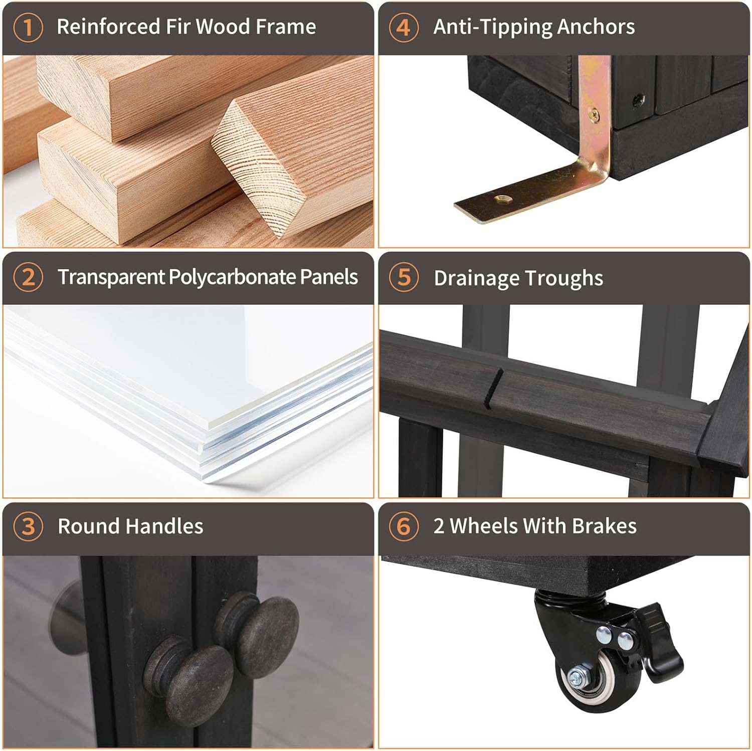 Garden Wood Portable Cold Frame with Movable Wheels,Outdoor Garden Workstation for Planting,Mini Greenhouse with Openable Roof and Storage Box (Black)