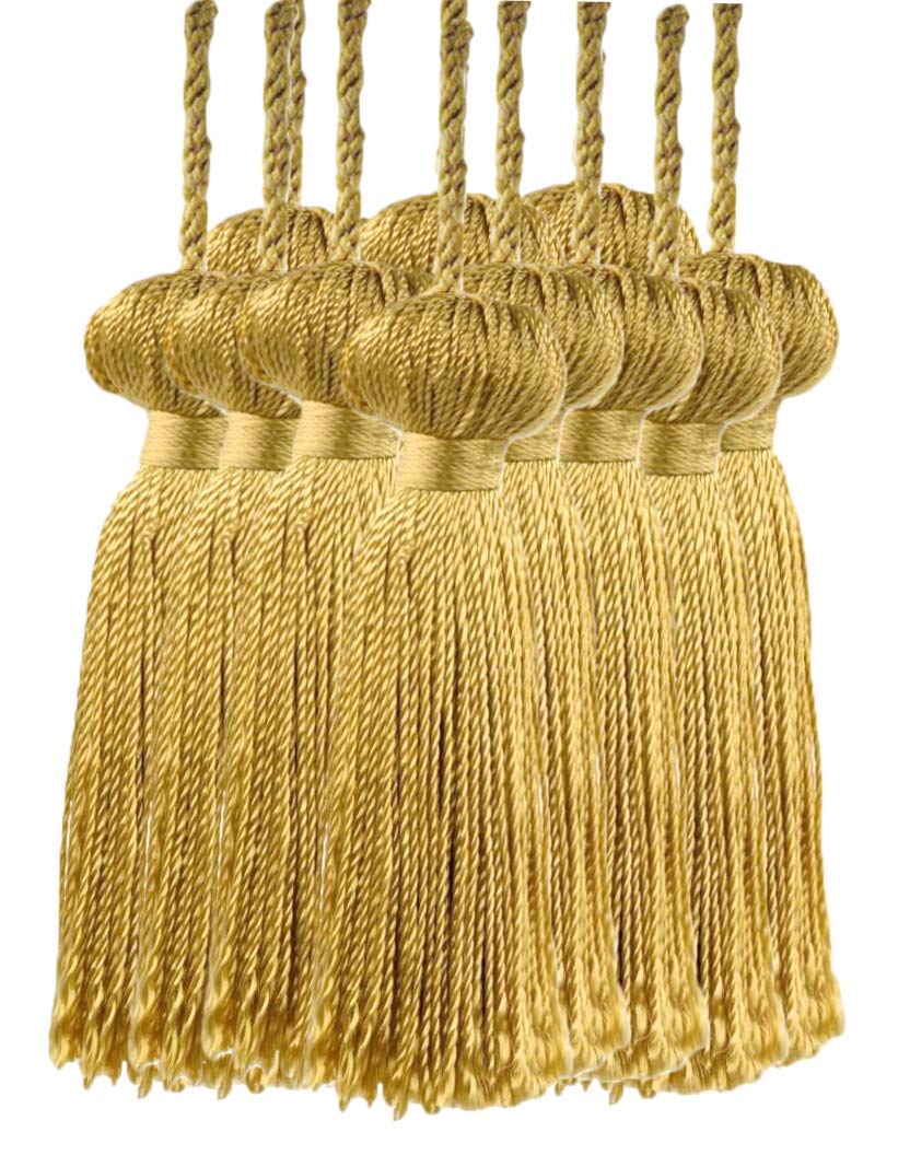 Borla decorativa de pasamanería fina con acabado artesanal simétrico estilo BT3-RN oro oscuro C4