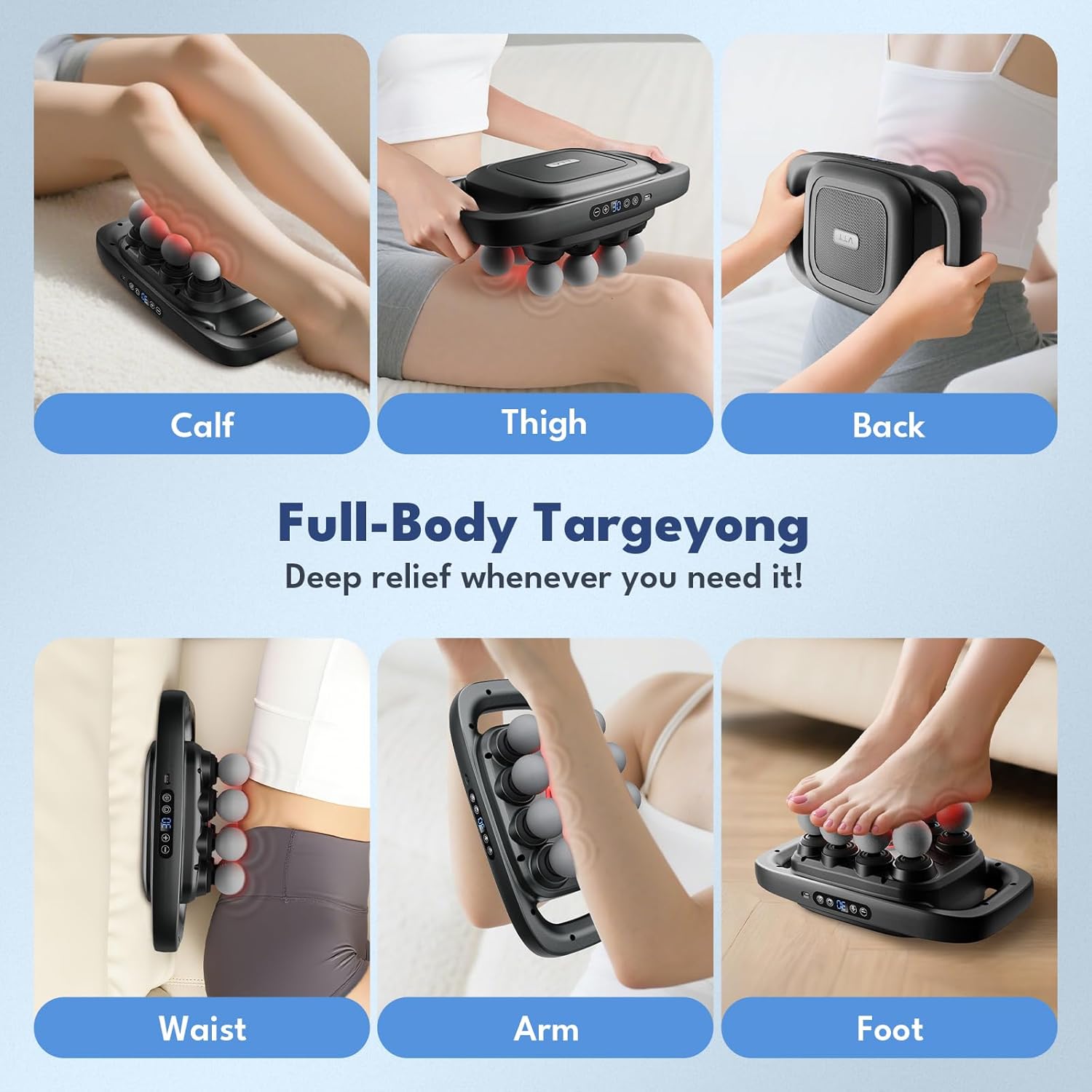 VTT 8-Head Massage Gun, Deep Tissue Back Massager, Electric Handheld Massager for Back, Shoulders, Legs, Muscle Pain Relief, Ideal Gifts for Women, Men, Mom, and Dad - Image 6