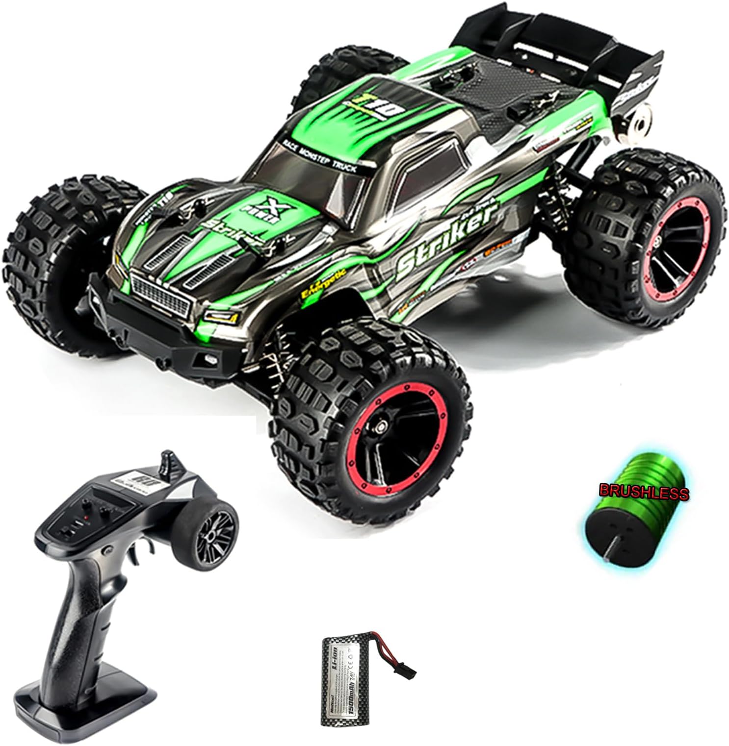 – OUNA Remote Control Car, 1:14 4WD 2.4GHz Remote Control Truck 75km/h High-Speed Off-Road Vehicle Toy with Brushless Motor