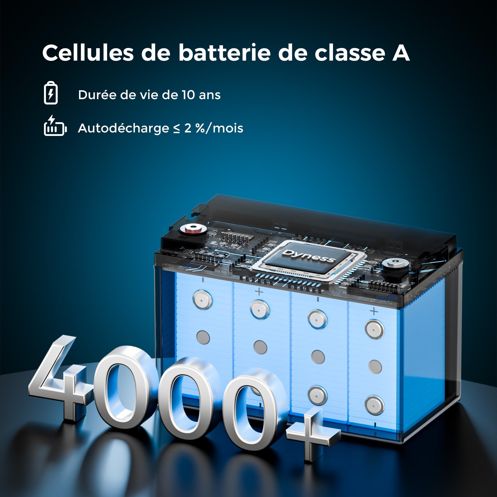 Dyness Batterie Lithium 12V 100Ah Bluetooth - Batterie LiFePO4 avec BMS 100A pour Camping-Car, Van, Bateau et Système Solaire - Accumulateur Deep Cycle