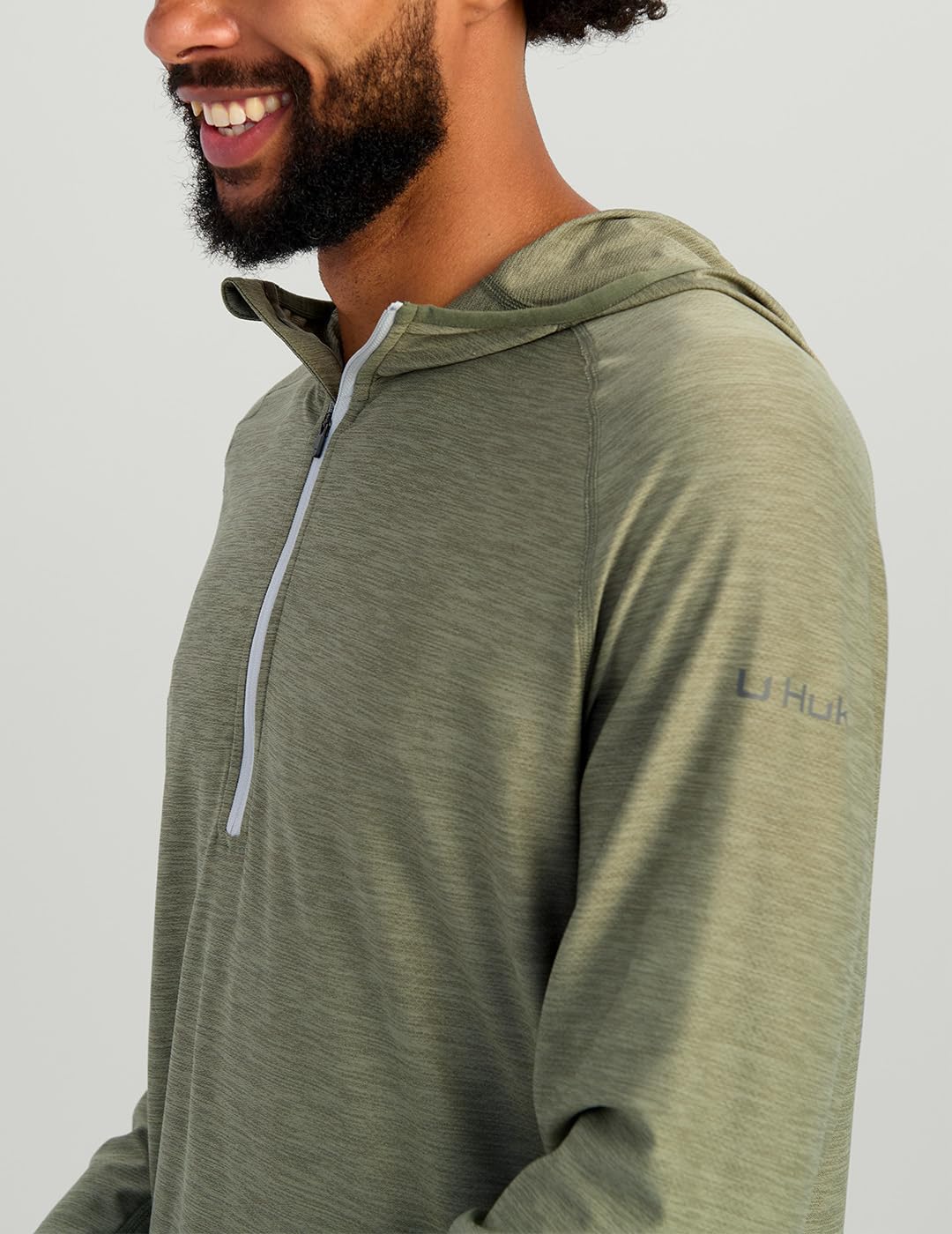 HUK Men's Atoll Long Sleeve Half Zip Hoodie, Hooded Shirt With Mesh Panels and Vented Hood