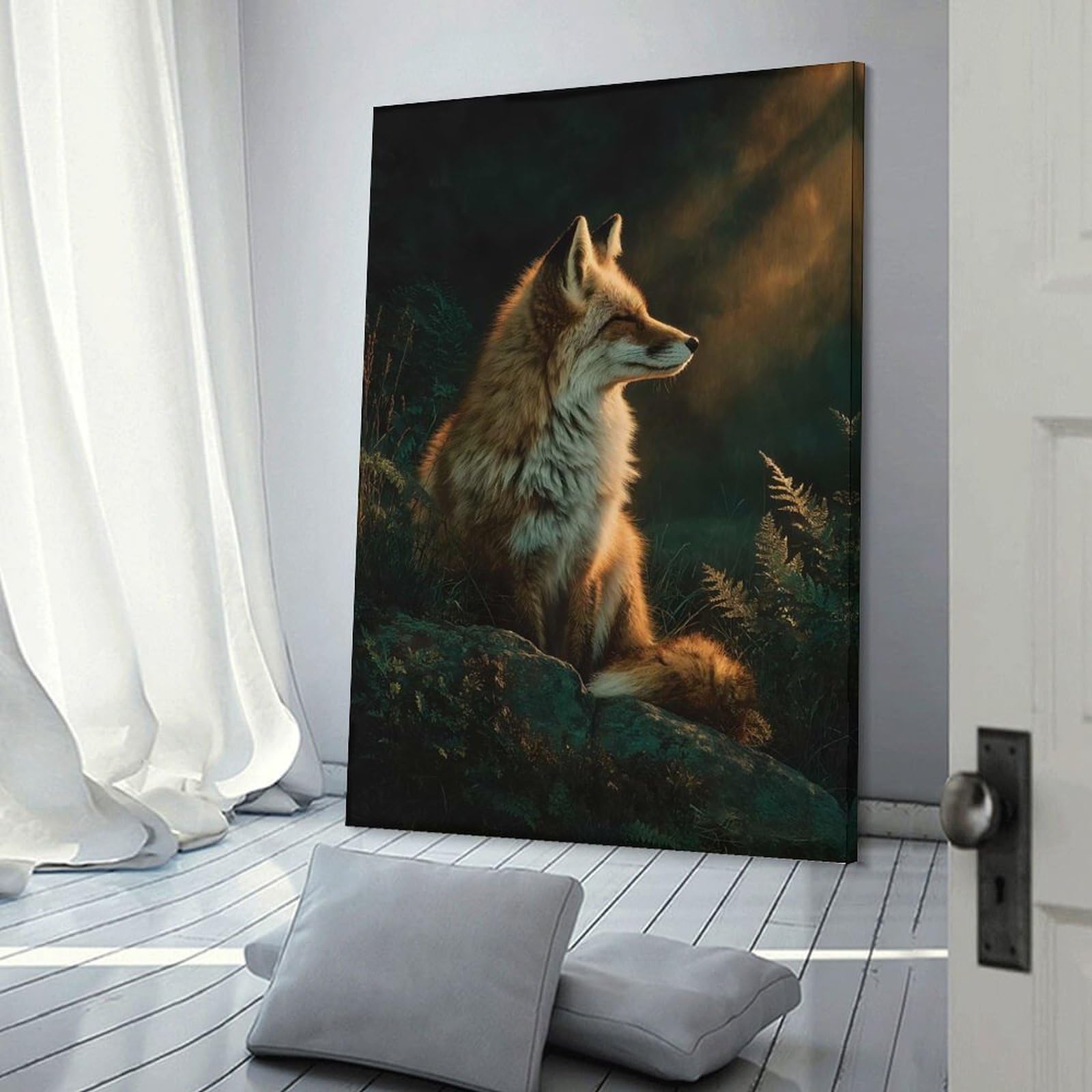 Junmoney Fox in Golden Light Home Decor Wall Art 12x18inch(30x45cm), for Office, Study Or Home Workspace, Home Office Artwork with Decorative Appeal