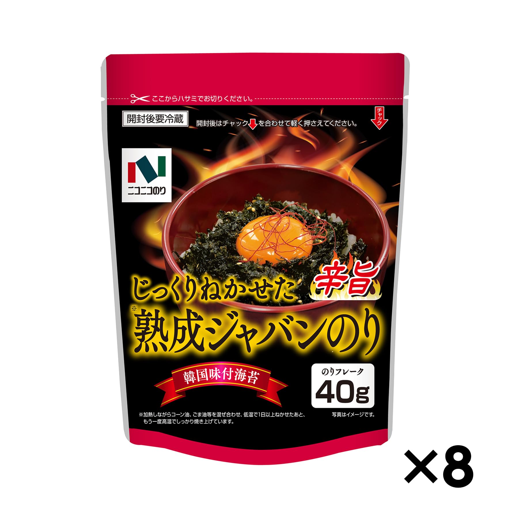 Amazon | ニコニコのり 熟成ジャバンのり 辛旨 40g×8袋 | ニコニコのり