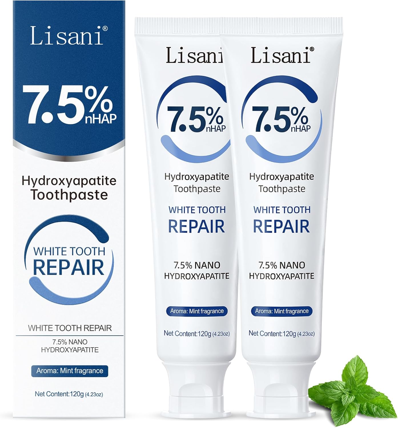 Product image of Set 2-Pack Hydroxyapatite Toothpaste for Teeth Remineralization, Enamel Repair, Sensitivity Relief & Whitening Fluoride-Free, Deep Cleaning Care, Fresh Breath