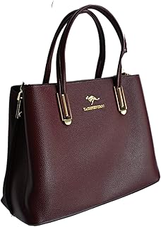 Vegan Leather Large Handbag - Durable Crossbody Shoulder Bag for Women - Top Handle Purse - Everyday Tote Shoulder Bag - BURGUNDY