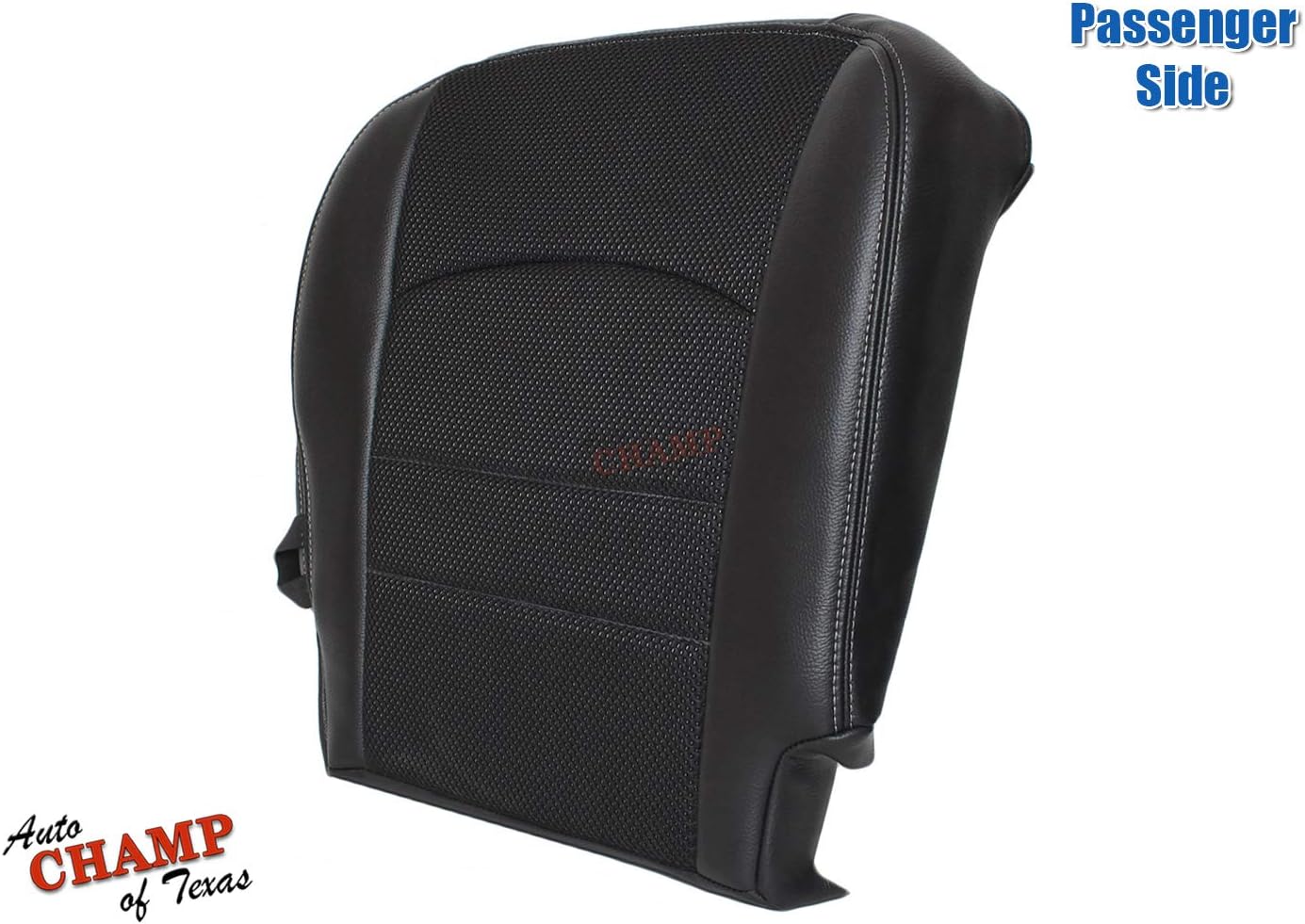 Compatible with 2013-2018 Dodge Ram 1500 Sport - Passenger-Side Bottom Cloth/Leather Seat Cover, Black