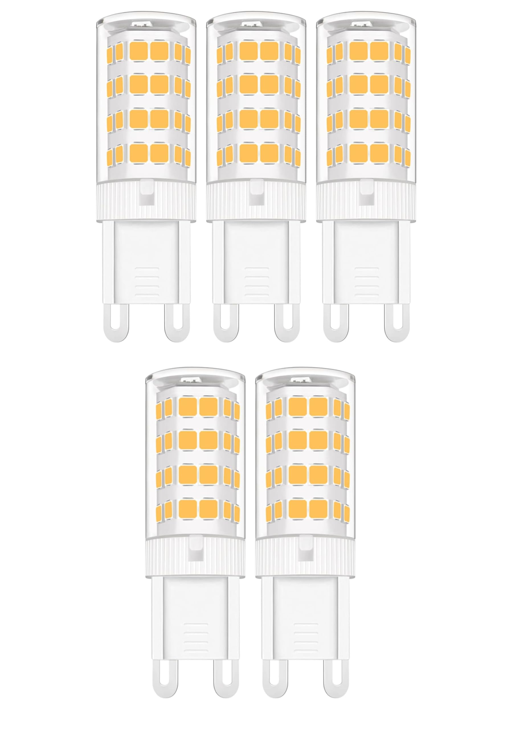 5 Pack G9 LED Bulbs 3000K Warm White, G9 Led Bulb 5W, G9 Bi Pin Ceramic Base 360°Beam Angle for Chandelier Ceiling Pendant Lighting No-Dimmable.