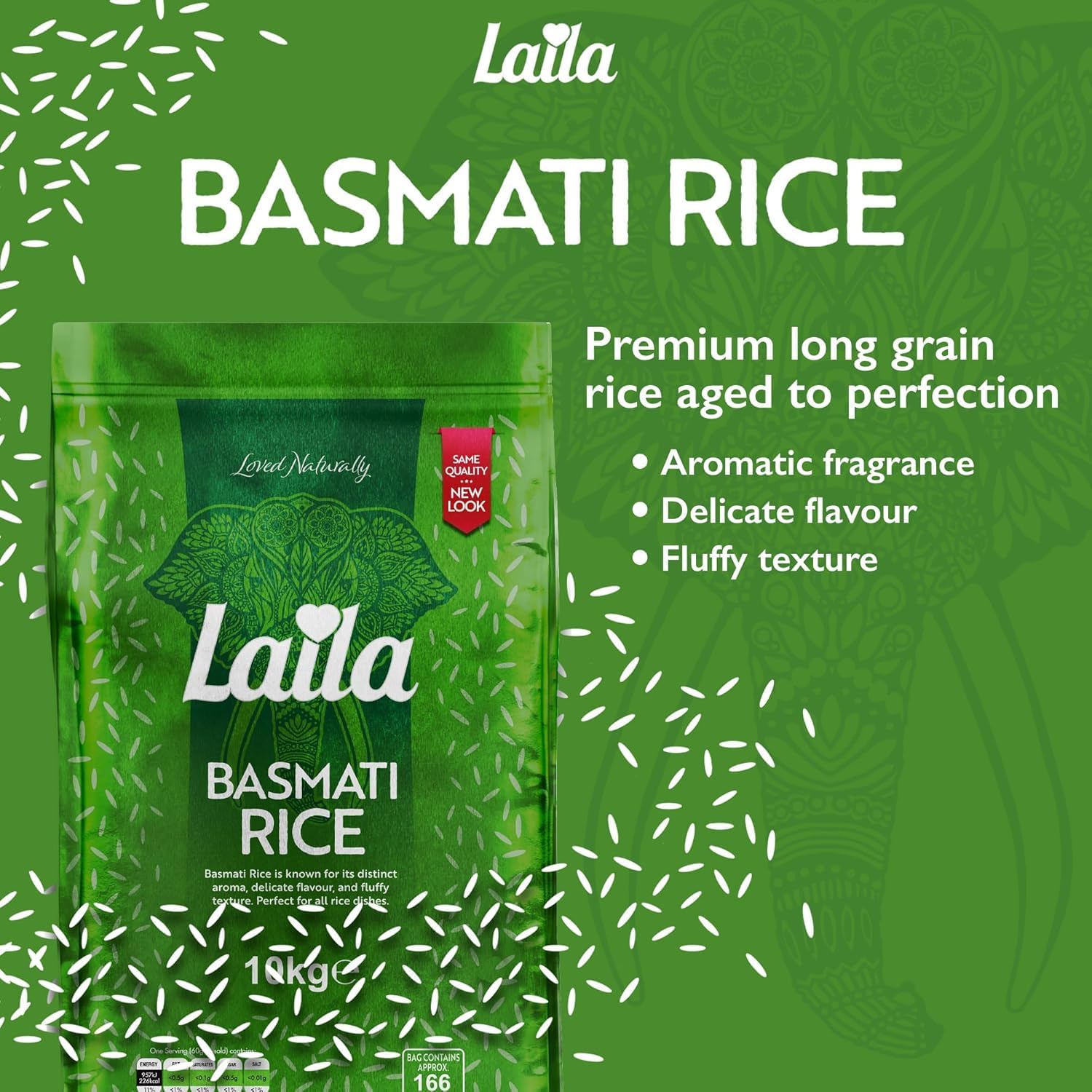 Riso Laila Basmati 20 kg – Riso Basmati Premium dal Pakistan, aromatico e facilmente digeribile, ideale per ogni occasione, senza glutine, contorno perfetto per i vostri piatti