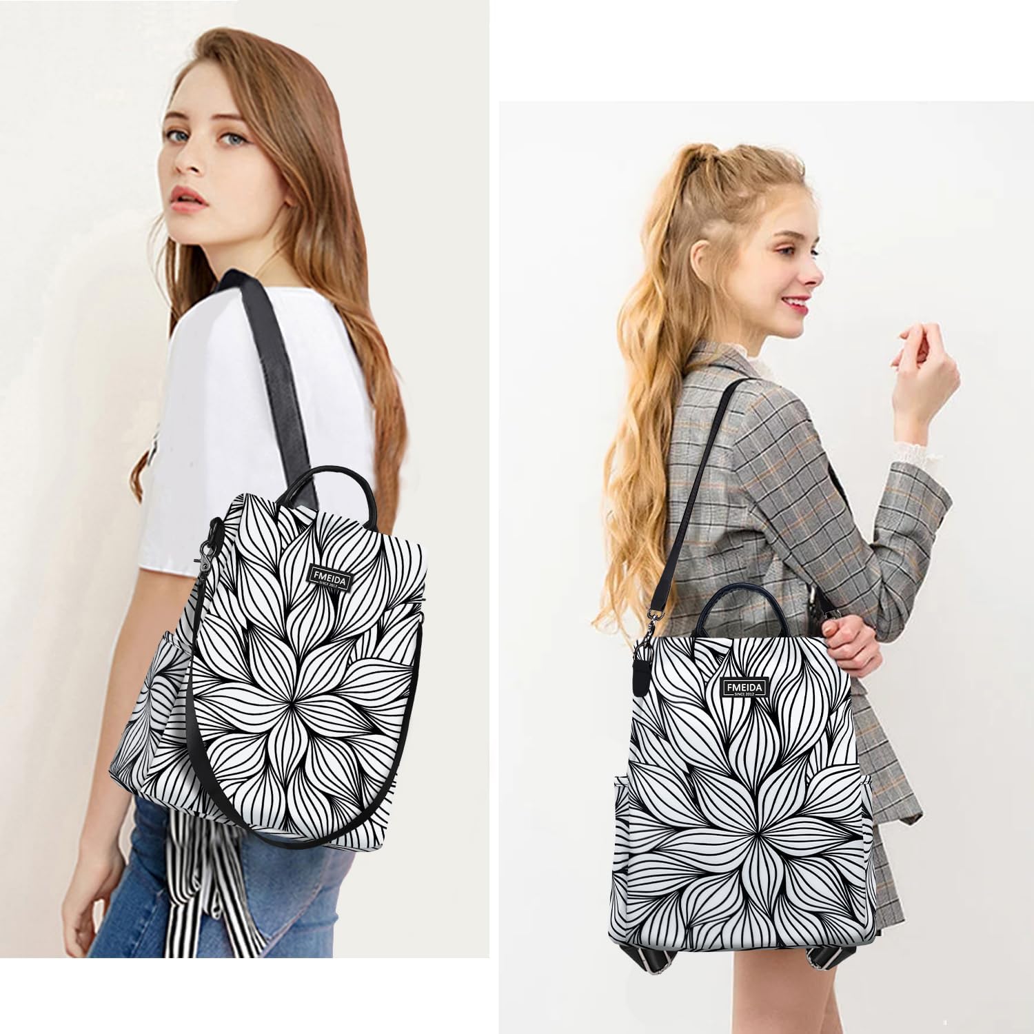 Fmeida Zaino Donna Antifurto Moda Borsa Donna con Tracolla Borse Zainetto da Viaggio Impermeabile