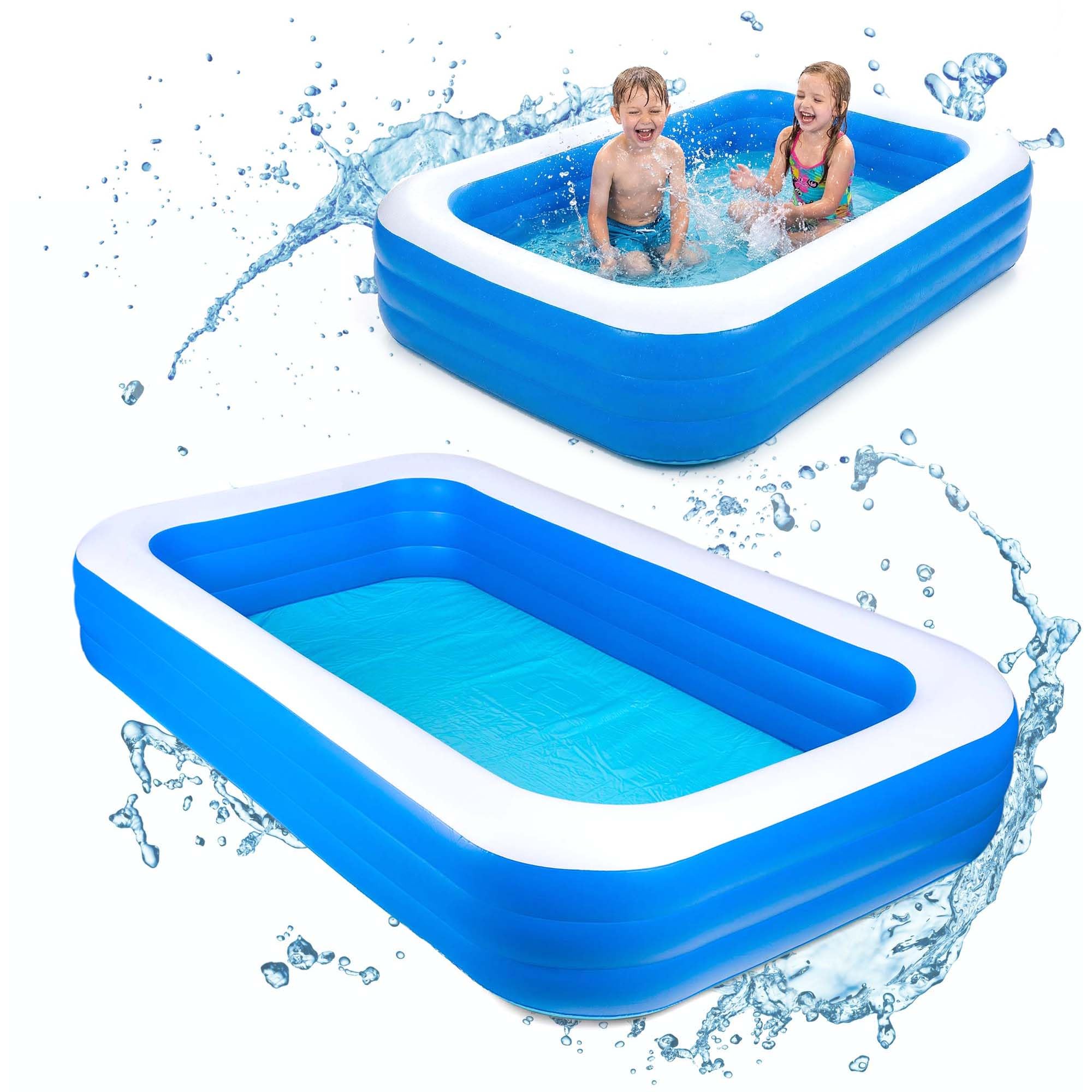 AQUASTIC Aufblasbarer Kinderpool 305 x 183 x 56 cm blau | Vinylmaterial, 1160 l Volumen und Reparaturflicken für saisonale Nutzung im Garten oder auf der Terrasse