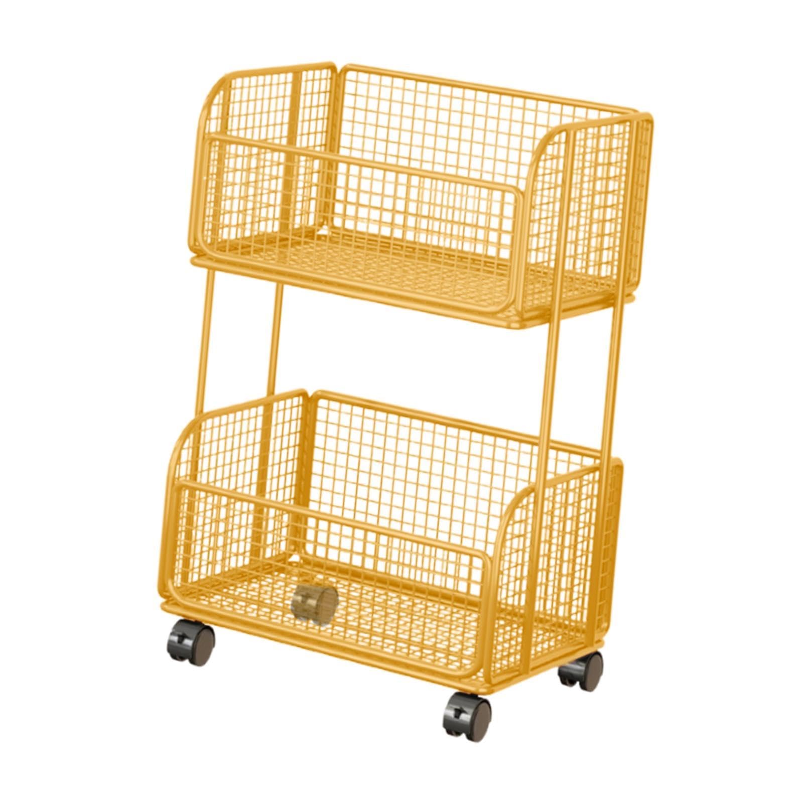 Vegetable Storage Rack with Wheels Easy Assembly for Onions Potatoes Kitchen Gold-image-34