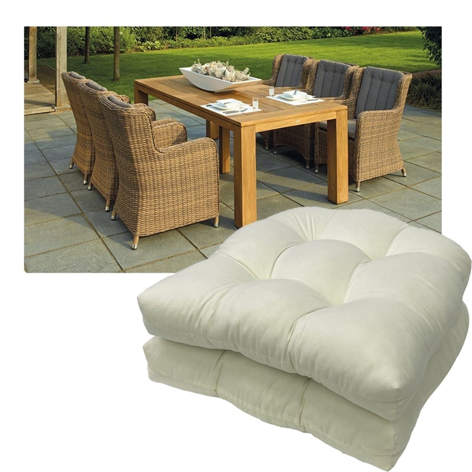Stoelkussens voor buiten, 19 x 19 inch, terraszitkussen, U-vorm, antislip rugstoelkussen, rieten stoelkussen voor tuinmeubelen