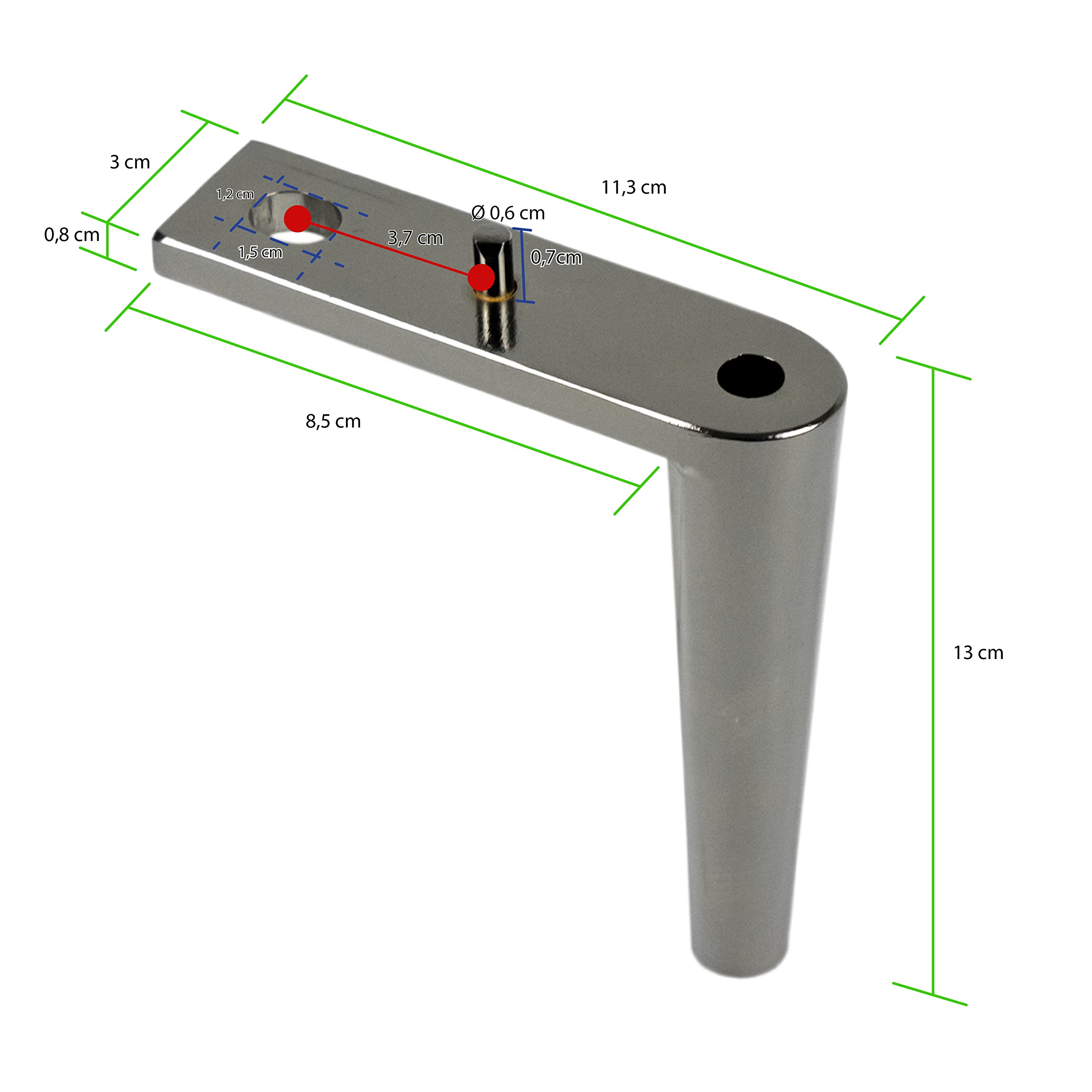 P17- BENJO | Lot 4 Pieds En Métal 16 Vis | Finition: Chromé | Dimensions: 4,5 X 19 X 19 | Pieds Et Jambes Pour Canapés, Meubles, Armoires Et Ameublement