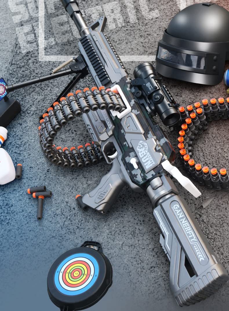 Toy Gun - Fucile da sparatutto con mirino telescopico e treppiede, giocattolo in schiuma con 24 proiettili, alimentato da batteria ricaricabile, fucile di raffreddamento con modalità automatiche, età