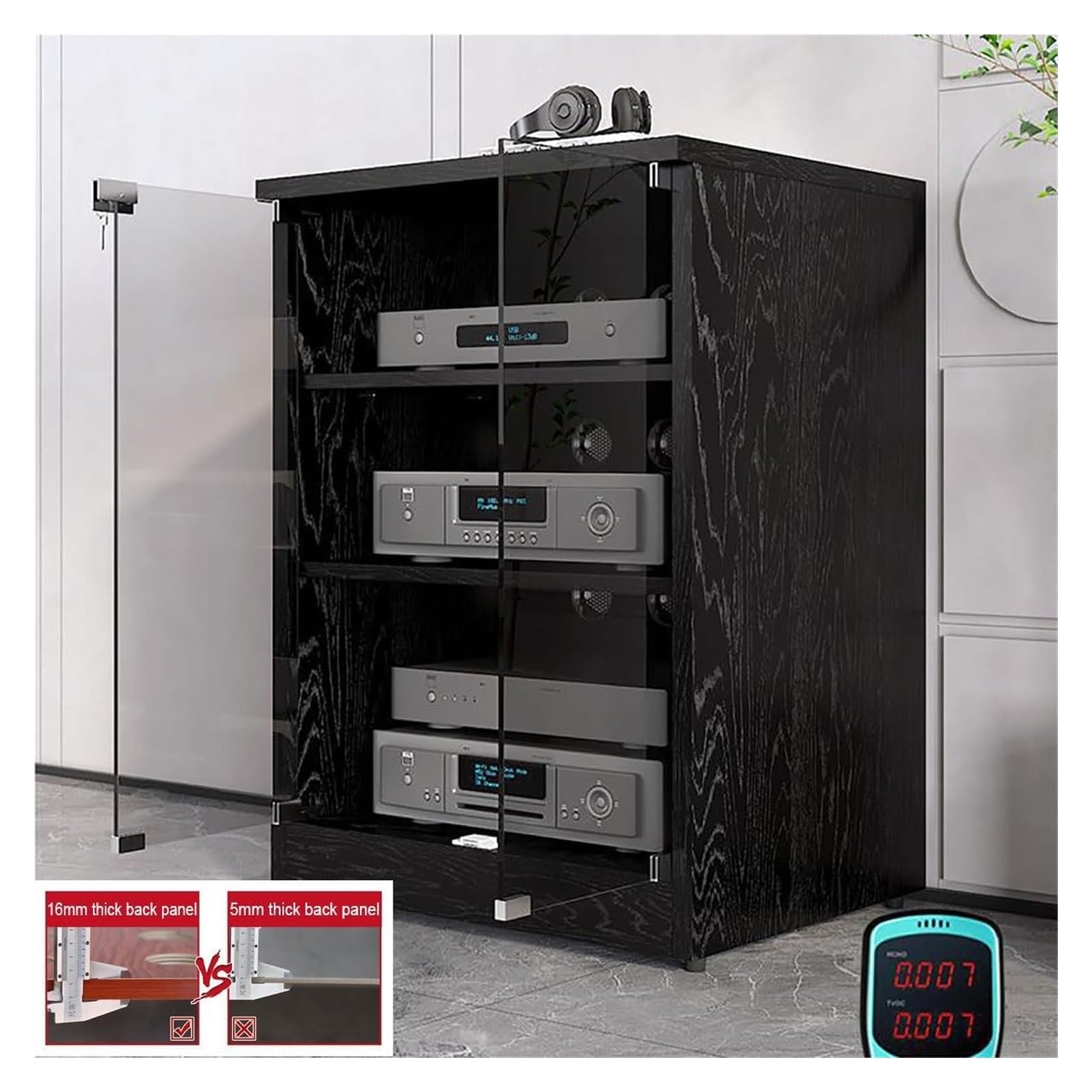 Nowoczesny stojak audio z drewna tekowego, szafka na multimedia, stojak wieżowy stereo, przechowywanie AV, uchwyt na odtwarzacz CD, wysokość 79,8 cm, drewniane meble stereo, kino domowe