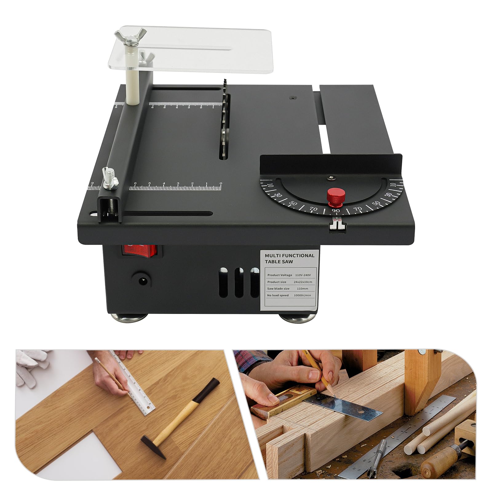 Mini sega da tavolo, piccola sega circolare da banco, design potente e regolabile, sega da tavolo da 200 W per tagliare piccoli bastoni di legno, Bodhi, pietra, cera d'api, acrilico, leghe di