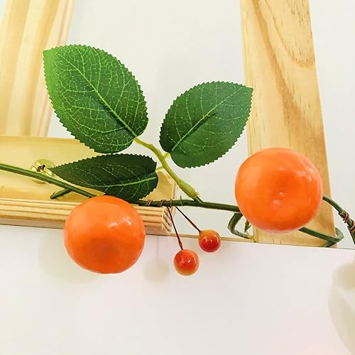 Miniatura 7 de Vid de mandarina con tira de luces LED, vid artificial de bayas de Kumquat de 6.6 ft, 1 cadena de 20 luces LED, funciona con pilas, decoración