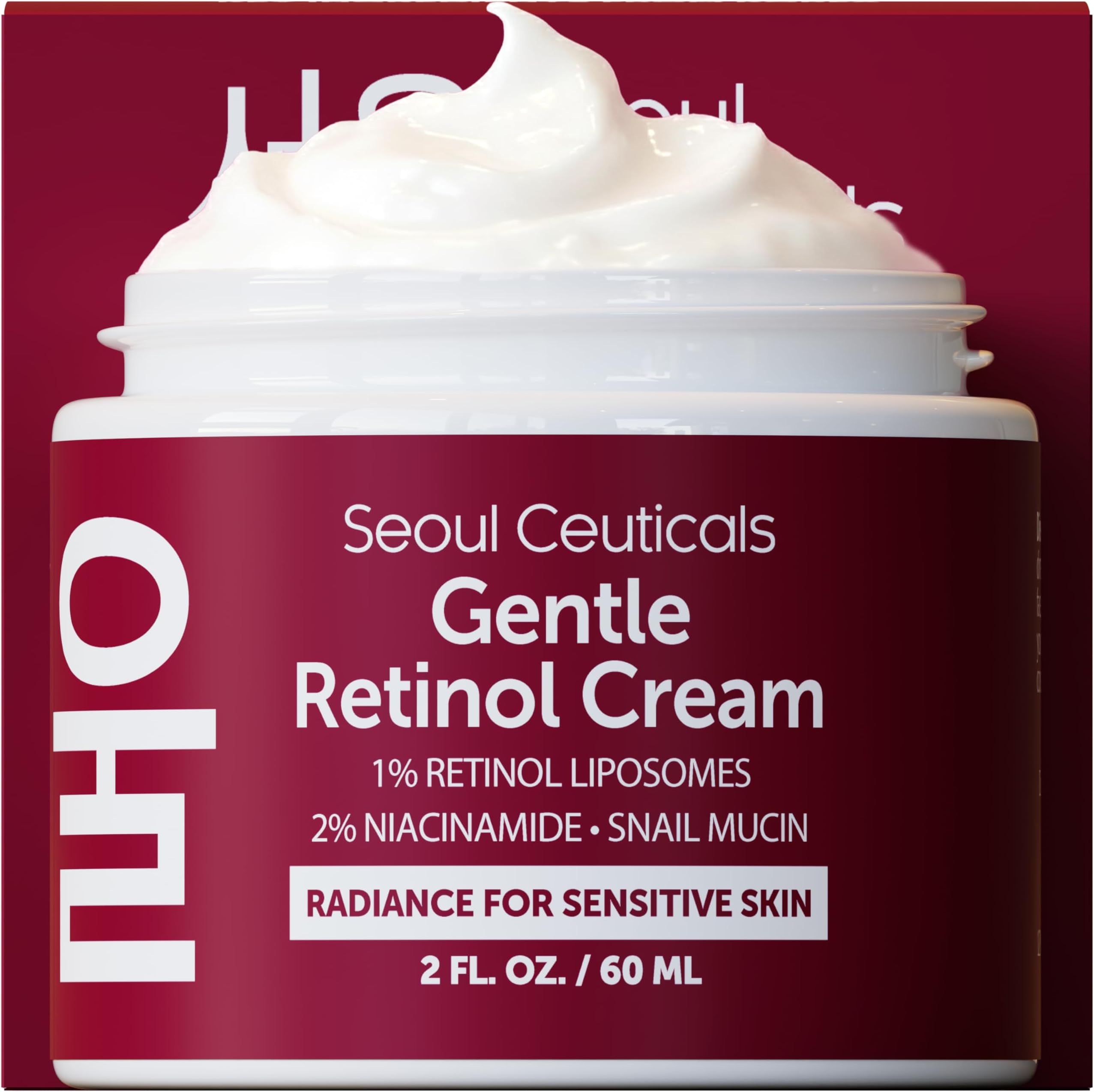 SeoulCeuticals Korean Retinol Night Cream for Face – K Beauty 1% Retinol Cream with 97.5% Snail Mucin & 2% Niacinamide – Lightweight Moisturizer for Sensitive Skin – 2oz