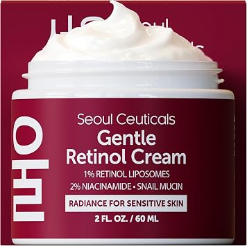 SeoulCeuticals Retinol Night Cream Face Moisturiser - Korean Skincare to Reduce Wrinkles, Dark Circles, and Age Spots, Anti-Ageing Face Cream for Day or Night with 1% Retinoid, 2% Niacinamide - 2oz