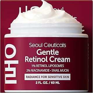 SeoulCeuticals 1% Korean Retinol Night Cream - 97.5% Snail Mucin + 2% Niacinamide Moisturizer for Face - Gentle K Beauty for Sensitive Skin 2oz