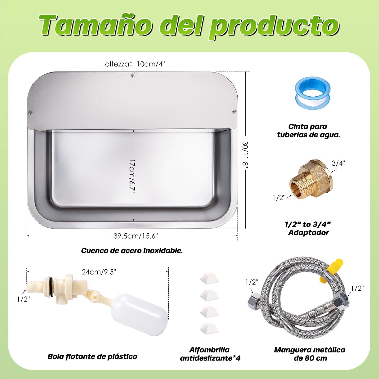 Dispensador Automático de Agua para Perros de 11L con Válvula Flotante, Bebedero para canino al Aire Libre para Dos Chucho, Cuenco de Agua para Perros de Gravedad de Acero Inoxidable (Autocompletar)