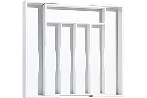 Bellsal White Silverware Organizer Expandable Bamboo Utensil Holder