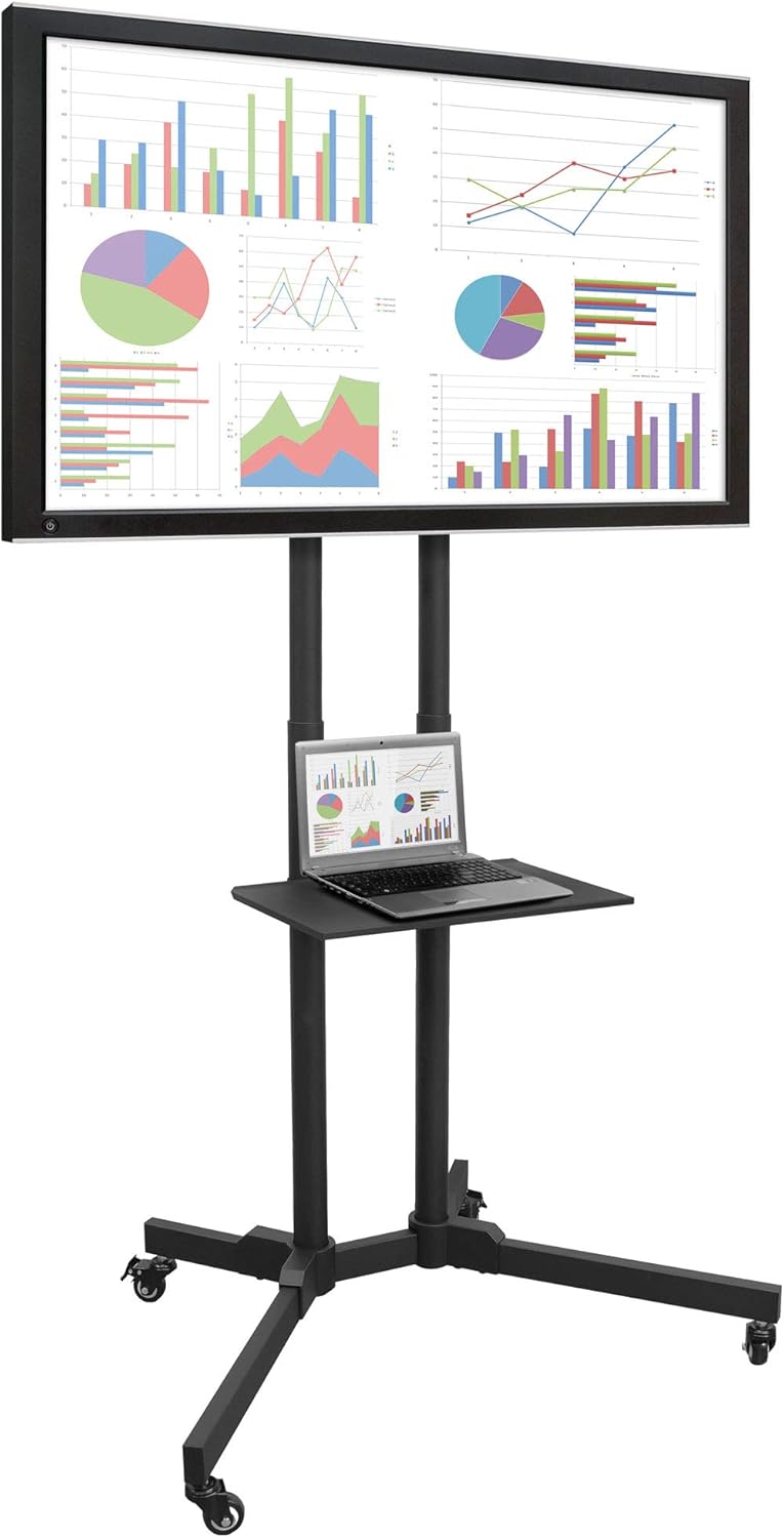 MOUNTIT! Mobile TV Stand Mount with Wheels and Shelf [32