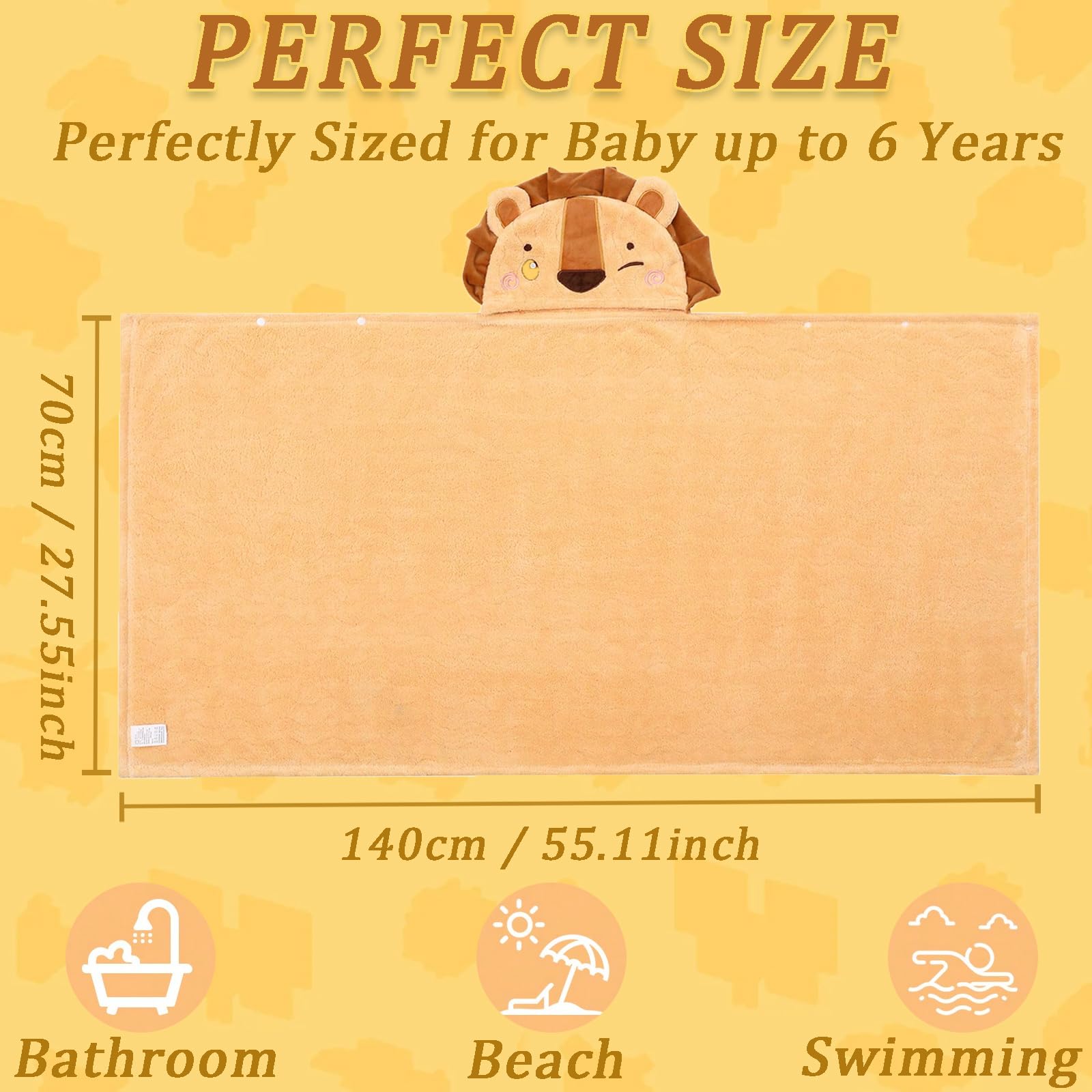Toalla de baño con capucha para niños pequeños, 27.5 x 55 pulgadas, unisex, ultra absorbente, suave, toalla de baño para niños y niñas, juego de 2 toallas de ducha para niños, regalo esencial