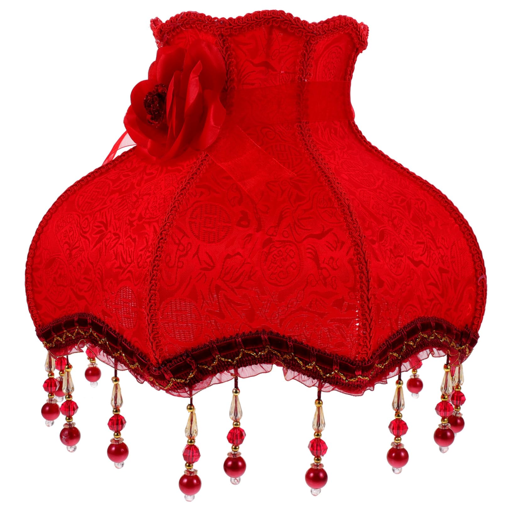 HOMSFOU European Style Vintage Table Lamp Shade Decorative Dome Lampshade Beads and Flower Design for Home Hotel and Restaurant Use Easy Installation and Compact Assorted Style