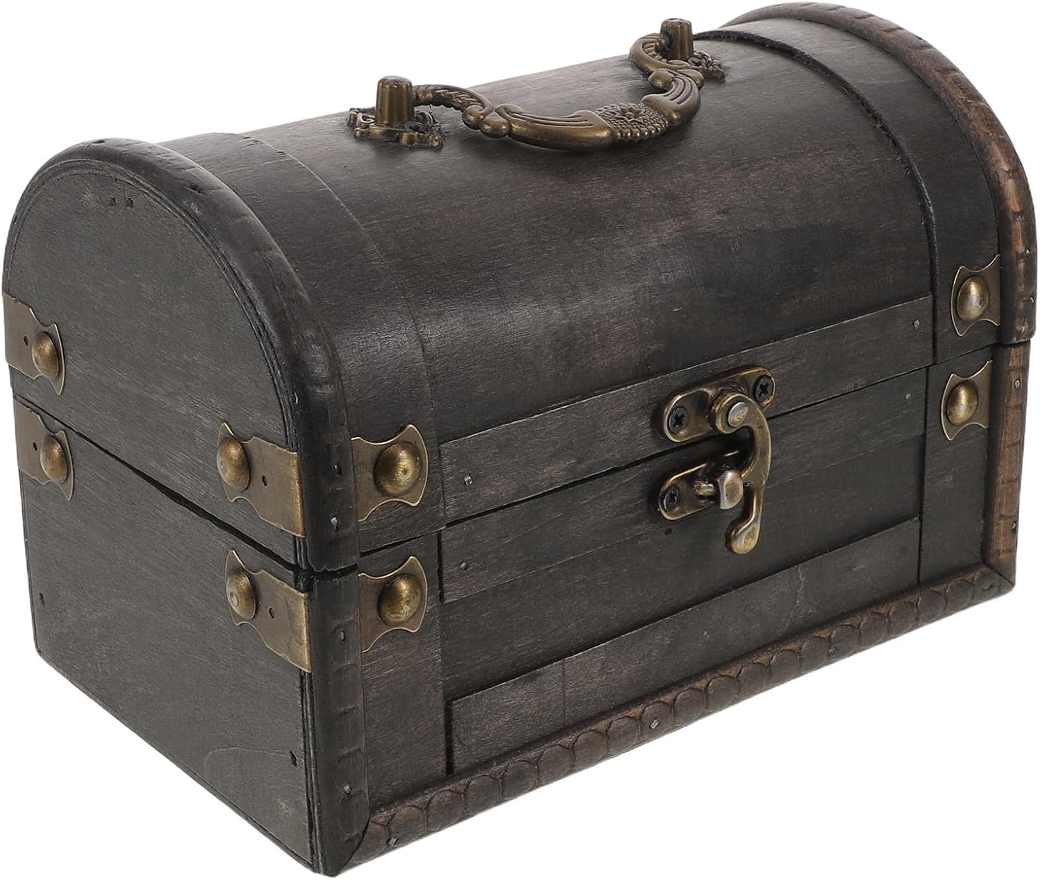 Vintage Wooden Halloween Treasure Chest Jewelry Box for Earrings