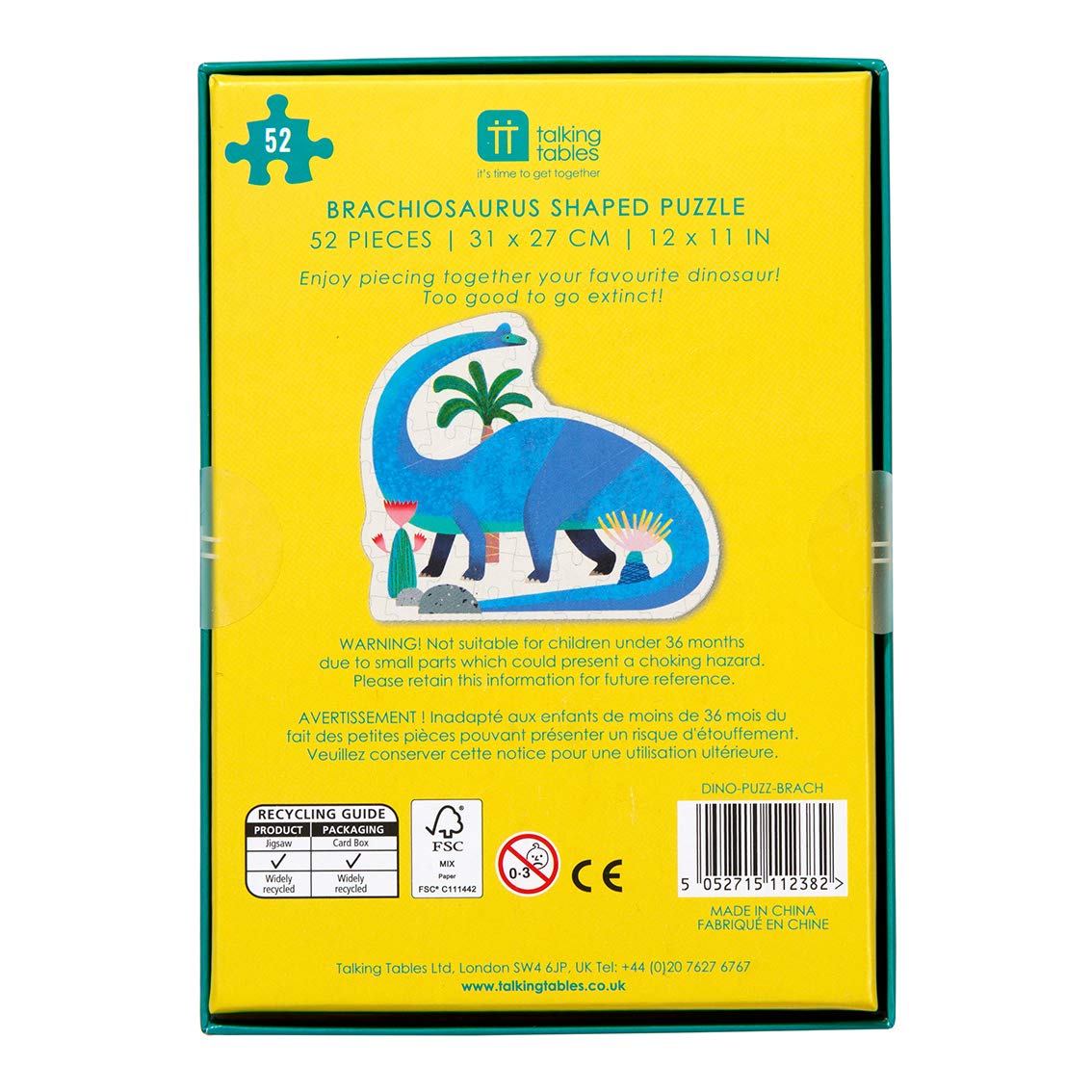 Talking Tables Triceratops Puzzle – 62 Teile Dinosaurier-Puzzle Mit Poster – Cooles Geschenk Für Kinder